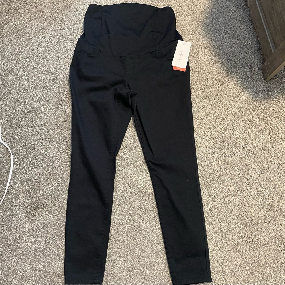 Isabel Maternity Black Skinny Jeans with Crossover Panel size 10